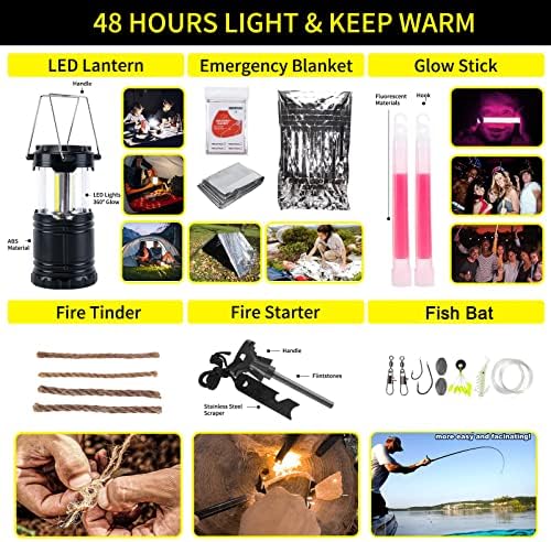 Survival Kit, 160 Pcs Emergency Supplies Camping Accessories with Upgraded Molle Bag, Gifts for Men Outdoor Adventure Camping Hiking Hunting (Green)