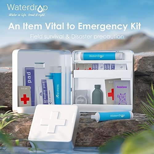 Waterdrop Gravity Water Filter Straw, Camping Water Filtration System, Water Purifier Survival for Travel, Backpacking and Emergency Preparedness, 1.5 gal Bag, 0.1 Micron, 5 Stage Filtration, Blue
