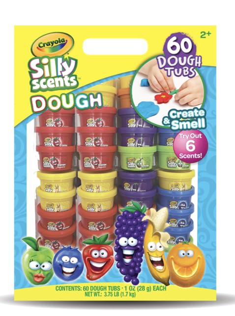 Crayola Silly Scents Dough 60pk x 1oz, Christmas Gifts & Party Favors, Kids Toys for Party Favor Bags, Play Dough & Modeling Clay, Allergen-Friendly, Non-Toxic, Halloween Creativity Alternative