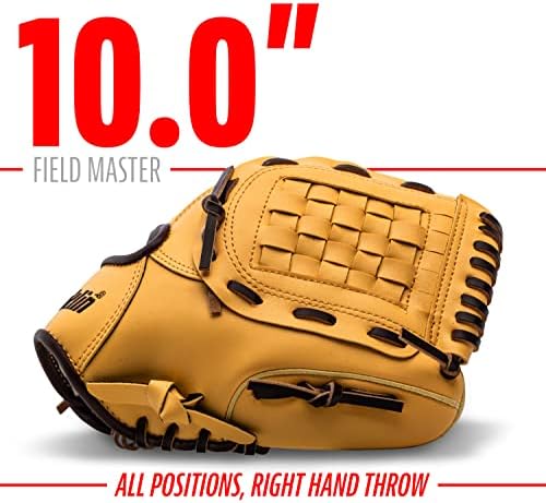 Franklin Sports Baseball + Softball Gloves - Field Master Adult + Youth Baseball + Softball Gloves - Right Hand + Left Hand Gloves - Infield + Outfield Mitts - Multiple Sizes + Colors