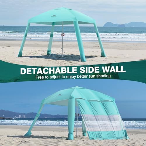 Rhino Valley Beach Cabana, 8 × 8FT Foldable Beach Tent with Cup Holder, Beach Canopy Easy Setup with UPF50+ Protection, Windproof Stable Beach Tent, Portable Beach Cabana Tent for Beach Camping