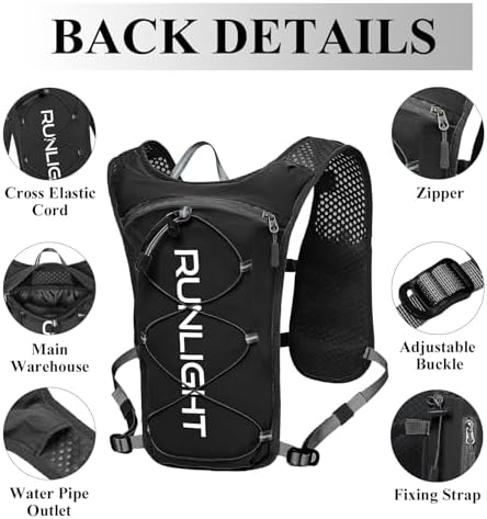 Running Vest for Women Men Lightweight Hydration Backpack Pack with 1.5L Water Bladder Bag Hydro Daypack for Hiking,Trail,Skiing,Camping,Cycling,Race,Marathon