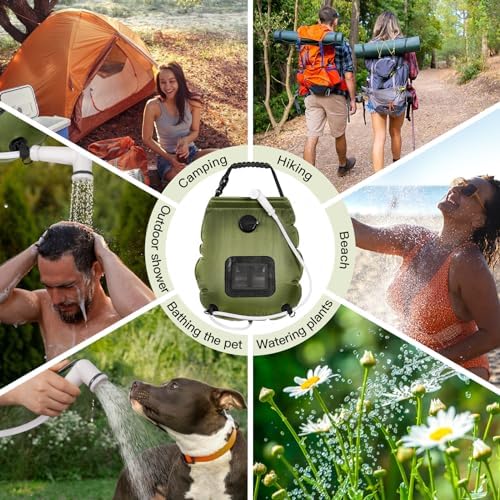 sapsisel Camping Shower Bag, 5 Gal/20L Solar Heating Camping Shower with Upgraded Hose and Shower Head,Portable Shower for Camping Hiking, Traveling