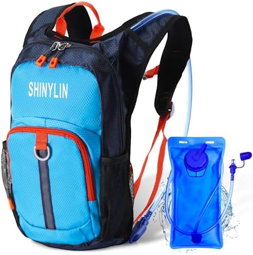 Kids Hydration Backpack with 1.5L Water Bladder Hiking Backpack Lightweight for Boys or Girls Children Biking Climbing Running Cycling