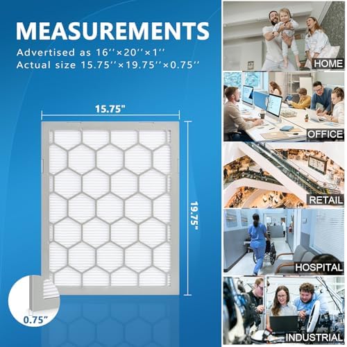 16x20x1 MERV 8 Air Filter,AC Furnace Air Filter,Reusable ABS Plastic Frame, 7 Pack Replaceable Filter Media (Actual Size: 15 3/4" x 19 3/4" x 3/4")