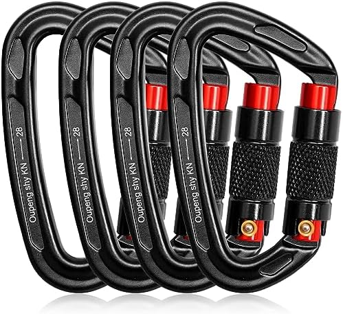 Auto Locking Carabiner Clips - 28KN (6172lbs) Heavy Duty Caribeaners ,4PCS Large Carabiner Clip for Keychains,Hammock,Camping, Gym, Hiking, Outdoor ,Dog Leash