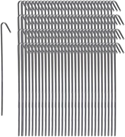 Pinnacle Mercantile 120 Pack Tent Stakes Metal Garden Edging Fence Hooks Pegs Christmas Decoration Stakes Made USA 9 inches Long