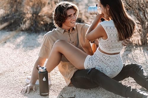 HYDRO CELL Stainless Steel Insulated Water Bottle with Straw - For Cold & Hot Drinks - Metal Vacuum Flask with Screw Cap and Modern Leakproof Sport Thermos for Adults (Black 40oz)