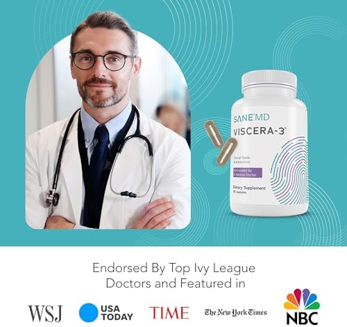 SANE MD - Viscera 3 Postbiotics with Tributyrin - Sodium Butyrate Supplement for Gas and Bloating Relief - Gut Health - IBS & Leaky Gut Butyric Acid Supplement - NSF Certified - 30 Capsules
