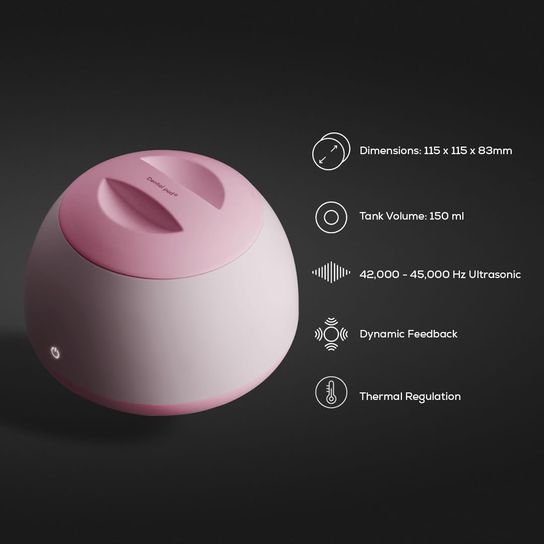 Zima Dental Pod | Rose Pink | Ultrasonic Retainer Cleaner Machine | Aligner, Nightguard, Mouth Guard, Denture Cleaner | Oral Dental Care FSA HSA Approved