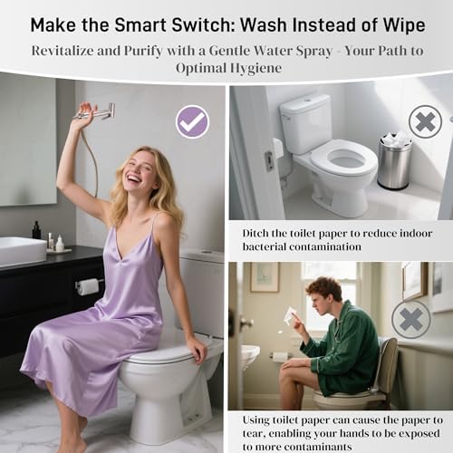 Handheld Toilet Bidet Sprayer for Toilet-Adjustable Water Pressure Control with Bidet Hose for Feminine Wash, Stainless Steel Brushed Nickel Cloth Diaper for Baby Wash (Stainless Steel, 1)