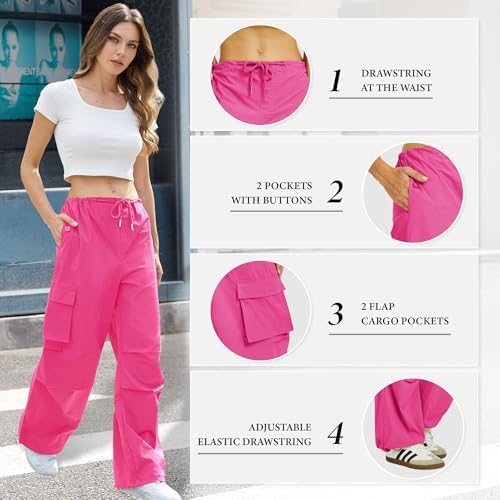 Cargo Pants Women Low Waisted Parachute Pants with Pockets Loose Baggy Hiking Pants Y2K Clothes