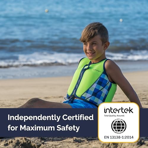 Limmys Premium Kids Swim Vest - Toddler Swim Jacket and Buoyancy Swimming Aid - Modern Design Swimming Vest for Boys, Girls and Babies - Drawstring Bag Included