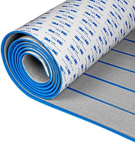 OCEANBROAD EVA Foam Boat Flooring with 3M Adhesive Backing Marine Self-Adhesive Decking 96''x45.6''/36''/28.8''/16.8'', 48''x16.8'' Faux Teak Sheet for Jon Boats Swim Platform Helm Pad RV Floor