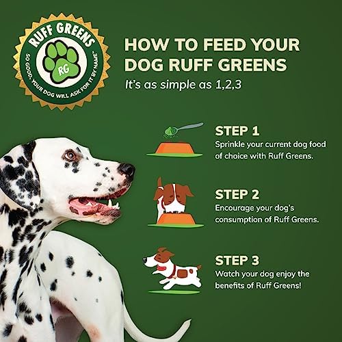 Ruff Greens - Dog Food Topper, Hip & Joint Supplement for Dogs - Probiotics Digestive Enzymes Powder for Mobility Support, Essential Vitamins & Minerals, 6.9 Ounce