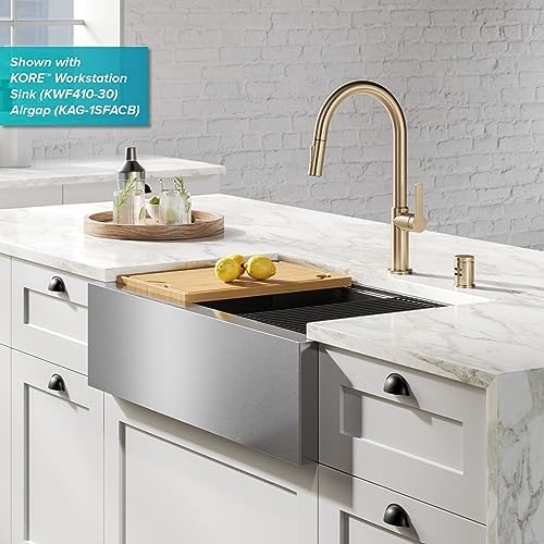 KRAUS Oletto Single Handle Pull Down Kitchen Faucet in Spot Free Antique Champagne Bronze, KPF-2820SFACB