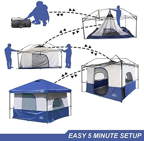 KAMPKEEPER Camping Cube, Converts 10'x10' Straight Leg Canopy into Inner Pop Up Tent, with 1 Dog Hole–Fully Vented Roof(Canopy & Frame NOT Included), Navy Blue
