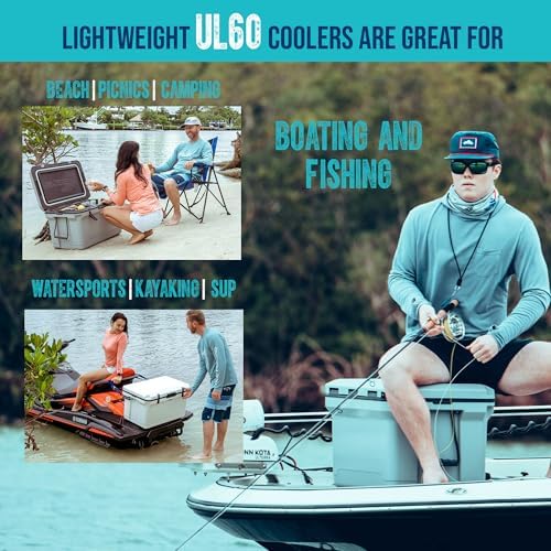 ENGEL 60 QT Ultra-Light Injection Molded Cooler - Ice Chest Keeps Ice up to 7 Days - Large Cooler Includes Wire Basket, Divider and Built-in Bottle Opener
