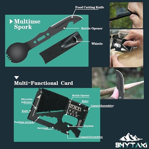 Survival Kits 37 in 1, Gifts for Men Dad Husband Valentine's Day, Emergency Survival Gear and Equipment, Camping Hiking Outdoor Adventure Cool Gadgets, Stocking Stuffers