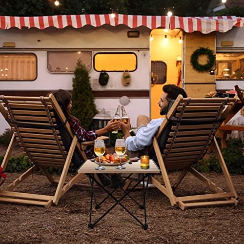 VILLEY Portable Camping Side Table, Ultralight Aluminum Folding Beach Table with Carry Bag for Outdoor Cooking, Picnic, Camp, Boat, Travel