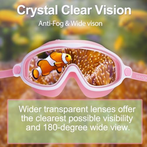 Seago Swim Goggles 2 Pack Anti-Fog Anti-UV Wide View Swimming Goggles for Kids 3-15