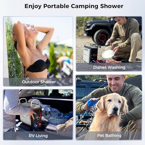 CAMPLUX Nano 3 Max, Portable Propane Water Heater & Shower Pump, Rechargeable Portable Shower System, Instant Hot Water for Camping, Hiking, Glamping & Vacationing
