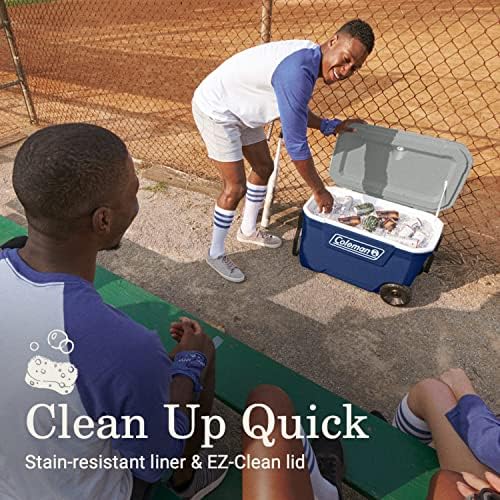 Coleman Classic Series Insulated Portable Wheeled Cooler, Leak-Resistant Outdoor Hard Cooler Keeps Ice up to 5 Days, 62-Quart