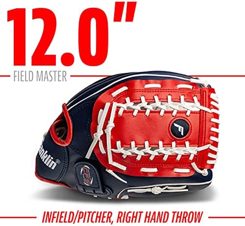 Franklin Sports Baseball + Softball Gloves - Field Master Adult + Youth Baseball + Softball Gloves - Right Hand + Left Hand Gloves - Infield + Outfield Mitts - Multiple Sizes + Colors