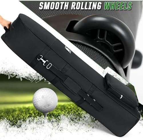Golf Travel Bags for Airlines with Adjustable Support Rod and Detachable Shoulder Straps, Soft Foldable Golf Club Travel Covers, 900D Heavy Duty Oxford -Universal Size