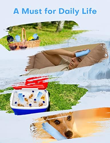 Ice Packs for Lunch Boxes, Set of 4, Rapid Freeze & Long Lasting Reusable Ice Packs for Cooler & Lunch Bags, Space-Saving Ice Blocks for Camping, Fishing, Injuries, Picnics, Beach Bag, Blue