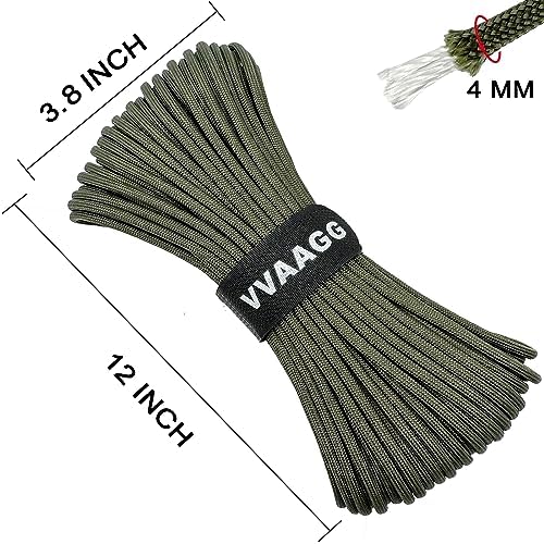 VVAAGG 550 Paracord 200FT - 4mm Lightweight and Durable Camping Rope, Tent Rope, Clothsline Rope, Marine Weatherproof Rope, Nylon Parachute Cord Rope (Green)