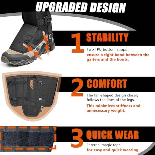 Frelaxy Snake Gaiters, Waterproof Snake Guard Chaps, Snake Bite Protection for Lower Legs, Adjustable Snake Proof Gaiters for Hunting/Outdoor Working, Fit for Men & Women