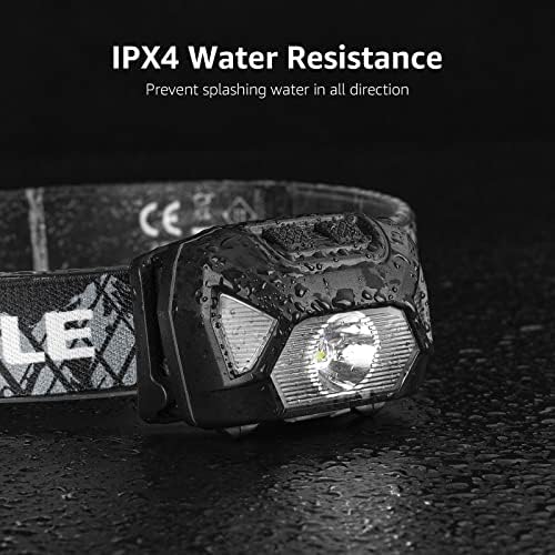 LE Headlamp Rechargeable, LED Head Lamp with 6 Modes for Camping & Hiking Gear Essentials, IPX4 Waterproof High Lumen Bright Headlight Flashlights with Adjustable Headband, USB Cable Include