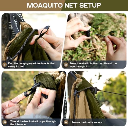 Camping Hammock Mosquito Net,Double & Single Portable Hammocks Hammocks with 2 Tree Straps,Hammock Tent for Travel Camping,Camping Accessories for Indoor Outdoor Hiking Backpacking Backyard Beach