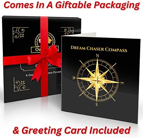 The Dream Chaser Compass in Wooden Box - 2025 Graduation Gifts for Him, College, High School, Birthday Gift Idea for Son, Boys, Daughter - Greeting Card Included, Inspirational, Motivational Present