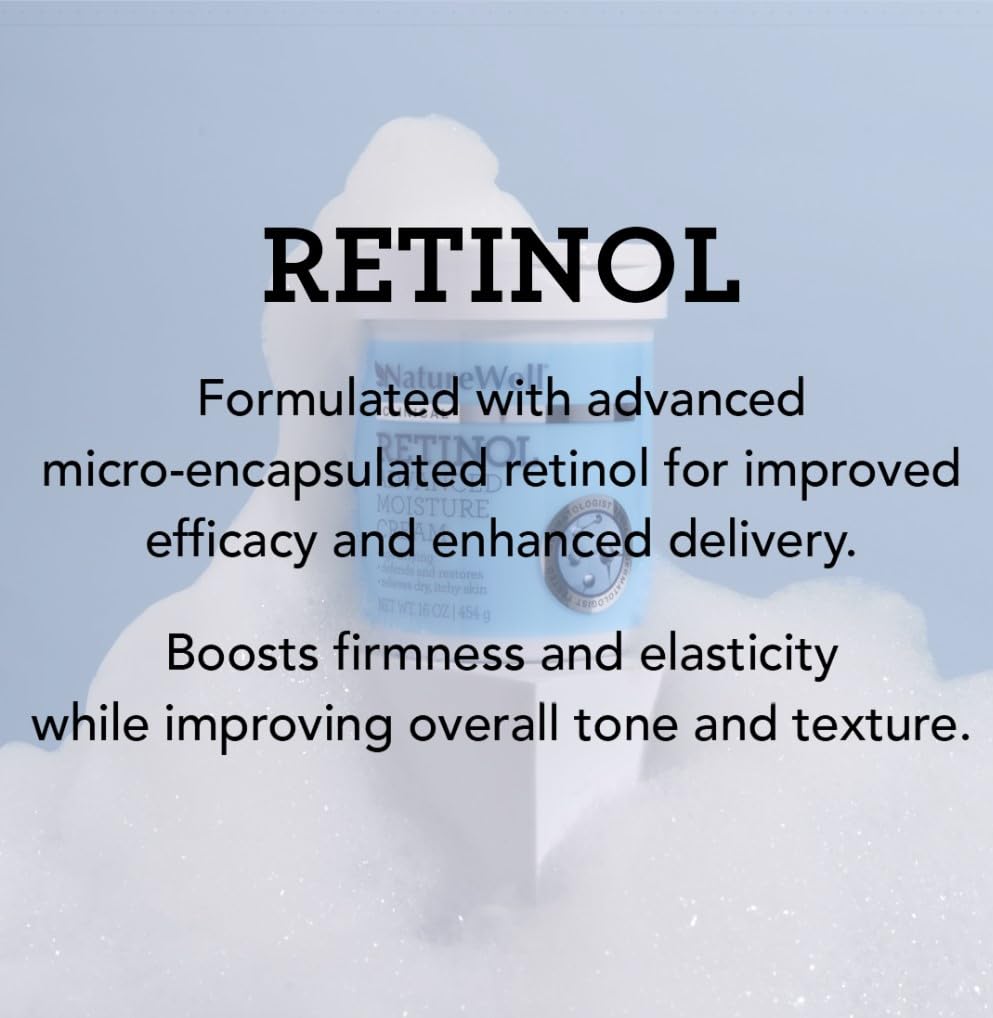 NATURE WELL Clinical Retinol Advanced Moisture Cream for Face, Body, & Hands, Boosts Skin Firmness, Enhances Skin Tone, No Greasy Residue, 10 Oz (Packaging May Vary)