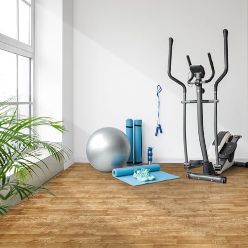 Sorbus 48Sq. Ft. Wood Grain Floor Tiles Foam Mat EVA Interlocking Mats Tile 3/8-Inch Thick Flooring Wood Puzzle Exercise Mats w/Borders - Home Playroom Basement, Apartment, Trade Show, Baby, Dance