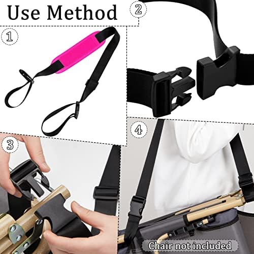 SATINIOR 3 Pack Carry Strap for Beach Chair Folding Adjustable Beach Replacement Universal Folding Chair Carry Strap for Camping Picnics(Blue, Purple, Rose)