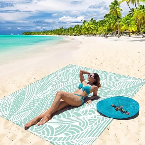 Beach Blanket Waterproof Sandproof Extra Large Beach Mat 79" X 83"/120"x108"for 1-8 Adults Quick Drying Durable Outdoor Picnic Mat for Beach Travel Camping Hiking