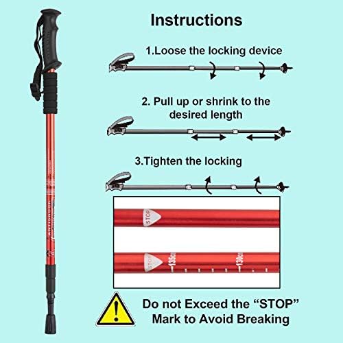 Aihoye Collapsible Trekking Poles - 2 Pack, Lightweight, Anti-Shock Walking Sticks - Adjustable for Men and Women