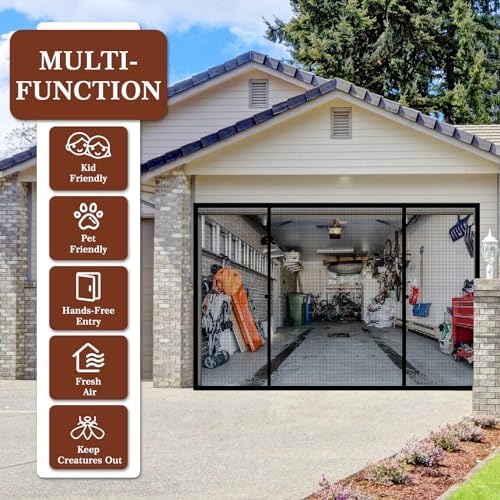 Yotache Magnetic Screen Door Fits 96x80 inch Doors, Screen Size 98"x81", Double-Sided Opening Screen Reinforced Mesh with Strong Magnets for Garage Door, Sliding Door