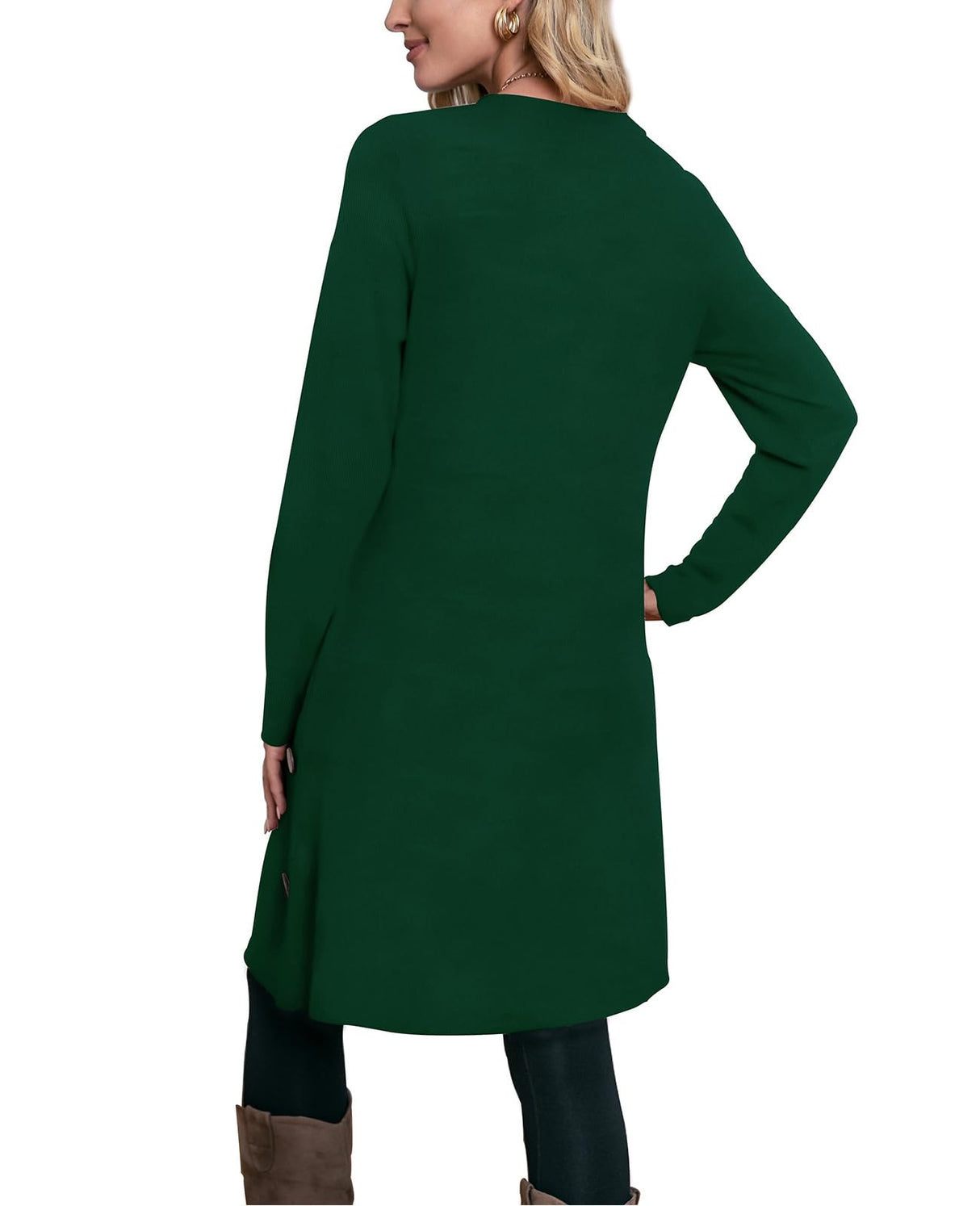 OFEEFAN Long Sleeve Dress for Women Sweater Dresses Christmas Dresses Emerald Green Dress L