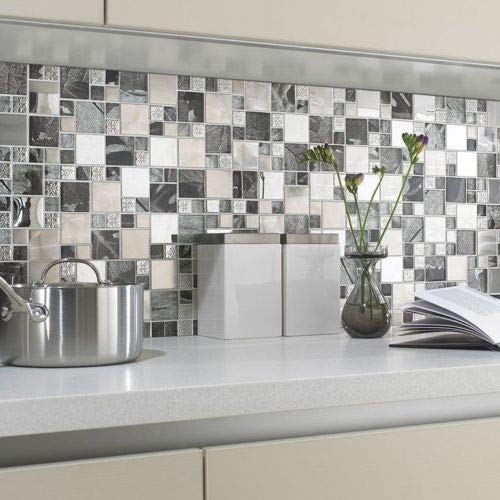 Glass Saturn-Mosaic Modular Silver Tile Jupiter Bathroom Kitchen 300x300mm
