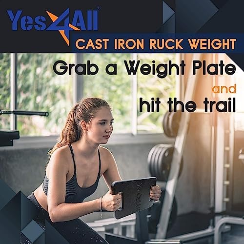 Yes4All Cast Iron Ruck Weight, Weighted Plate for Rucking, Swings, Squat, Strength Training - Multiple Weights: 10LB to 45LB