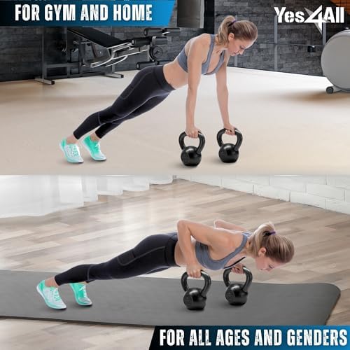 Yes4All 5-80 lbs Cast Iron Kettlebell for Dumbbell Weights Exercises, Gym, Full Body Home Workout Equipment, Push up, Grip and Strength Training