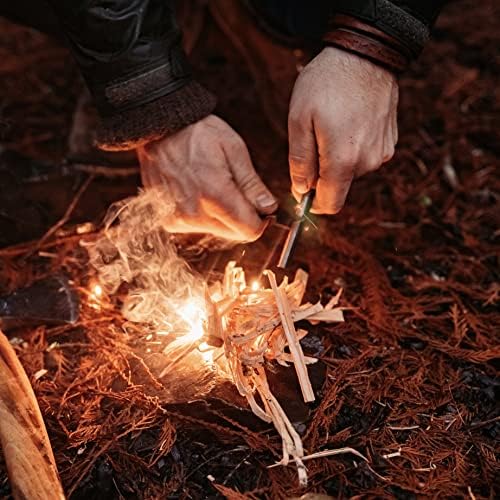 Überleben Zünden Ferro Rod Fire Starter for Survival w/Fire Striker - Thick Fire Steel, Up to 20,000 Strikes - Waterproof Flint and Steel - Camping Fire Starter Rod w/Handle & Lanyard