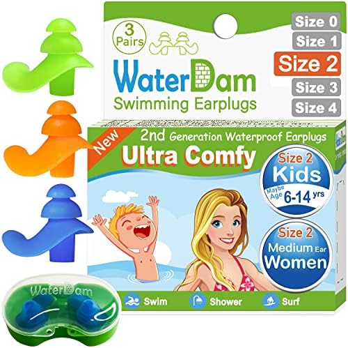 WaterDam Swimming Ear Plugs Great Waterproof Ultra Comfy Earplugs Prevent Swimmer's Ear