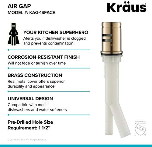 KRAUS Dishwasher Air Gap in Spot Free Antique Champagne Bronze, KAG-1SFACB