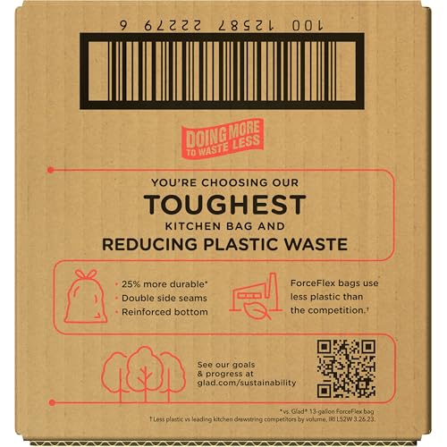 Glad ForceFlex MaxStrength Tall Kitchen Trash Bags, 13 Gal, Beachside Breeze, 90 Ct, Pack May Vary