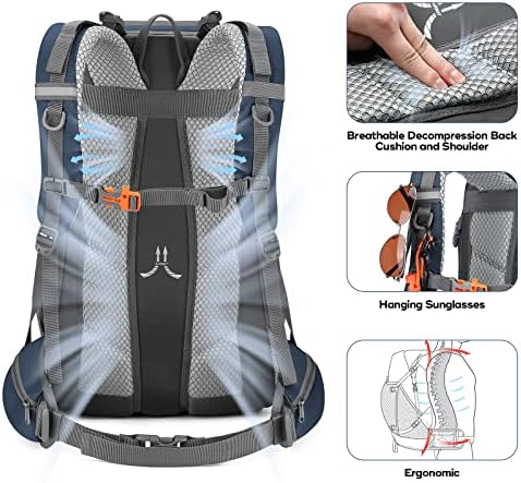 Maelstrom Hiking Backpack,Camping Backpack,50L Waterproof Hiking Daypack with Rain Cover,Lightweight Travel Backpack,Blue